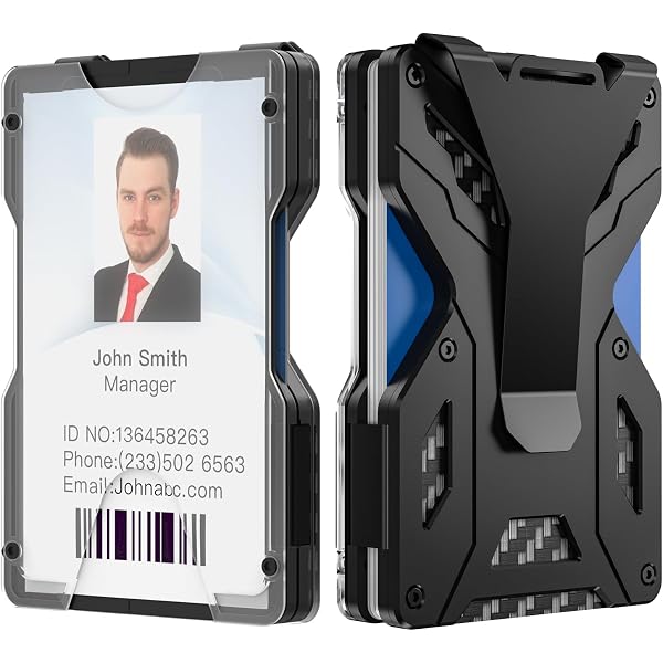 VIVIDUS Slim Minimalist RFID Blocking Wallet For Men - Aluminum With Money Clip, Carbon Fiber Black - View #7