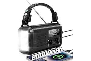 IRONSNOW Emergency Crank Radio, 20000mAh / 74000mWh Solar Hand Crank Weather Radio with NOAA/AM/FM, Battery Powered Radio with Cell Phone Charger, Reading Lamp, Flashlight & SOS for Emergencies/Home