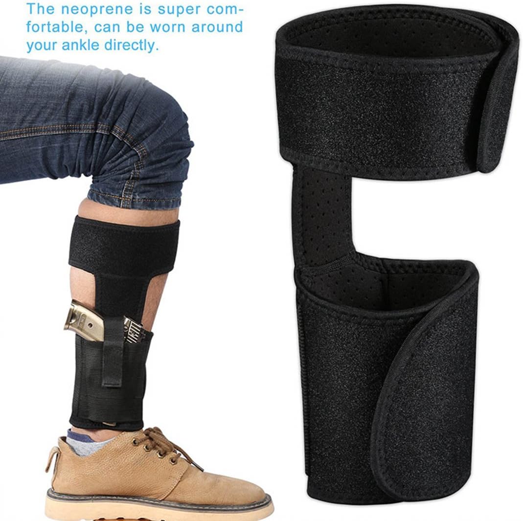 Ankle Gun Holster For Concealed Carry with Magazine Pocket For Glock 42, 43, 36, 26,S&W Bodyguard,380, .38, Ruger LCP, LC9, Sig Sauer, and Similar Guns