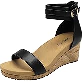 DREAM PAIRS Women's Open Toe Buckle Ankle Strap Platform Wedge Sandals Summer Shoes.
