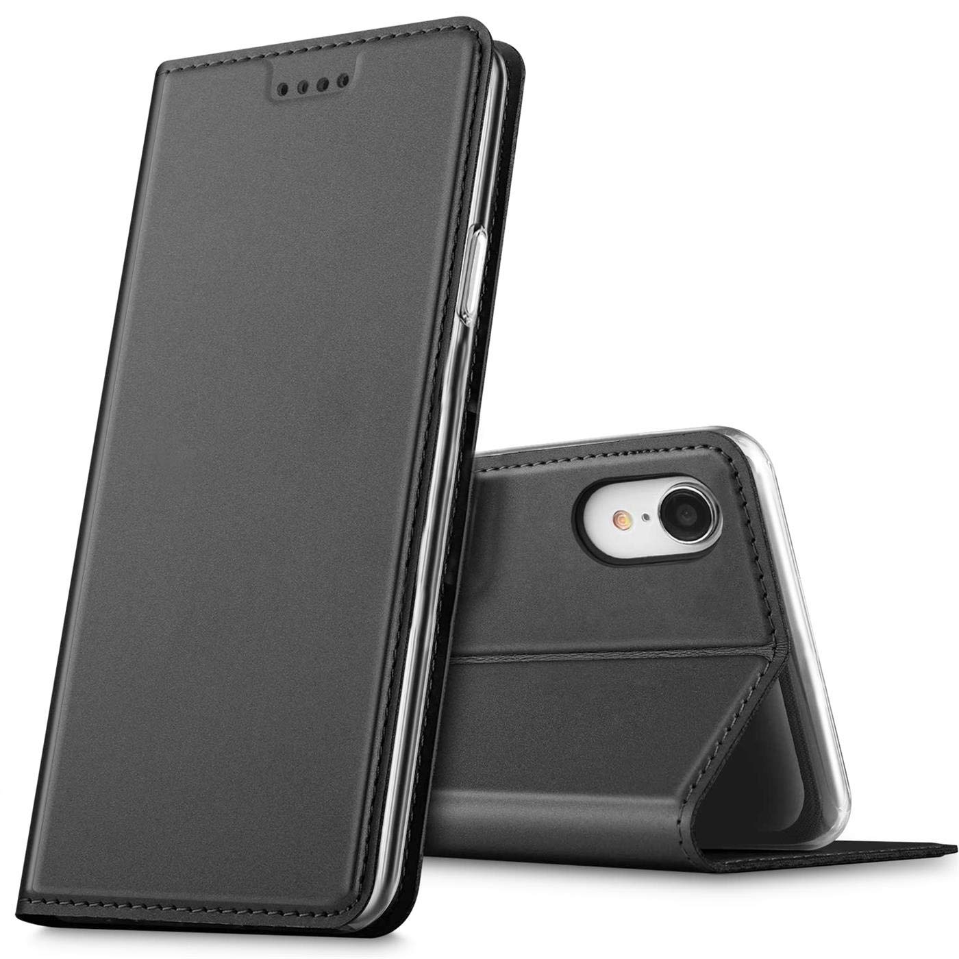 Verco Case compatible with Apple iPhone XR, Flip Wallet Cover with Magnetic Closure for iPhone XR Phone Case - black