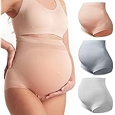 Momcozy Women's Maternity High Waist Underwear Pregnancy Soft Seamless Maternity Underwear Over Bump