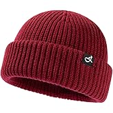Oversize L/XL/XXL Merino Wool Blend Short Fisheman Beanie Lightweight Warm Hat for Cold Weather Winter