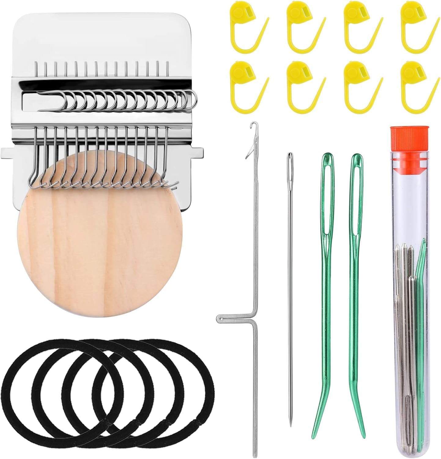 Darning Loom, Speedweve Weaving Repair Loom Machine Small Darning Loom Tool for Beginners Quickly Knitting Mending Jeans Socks DIY Weaving Arts (14 Hooks, with Bend Needles)