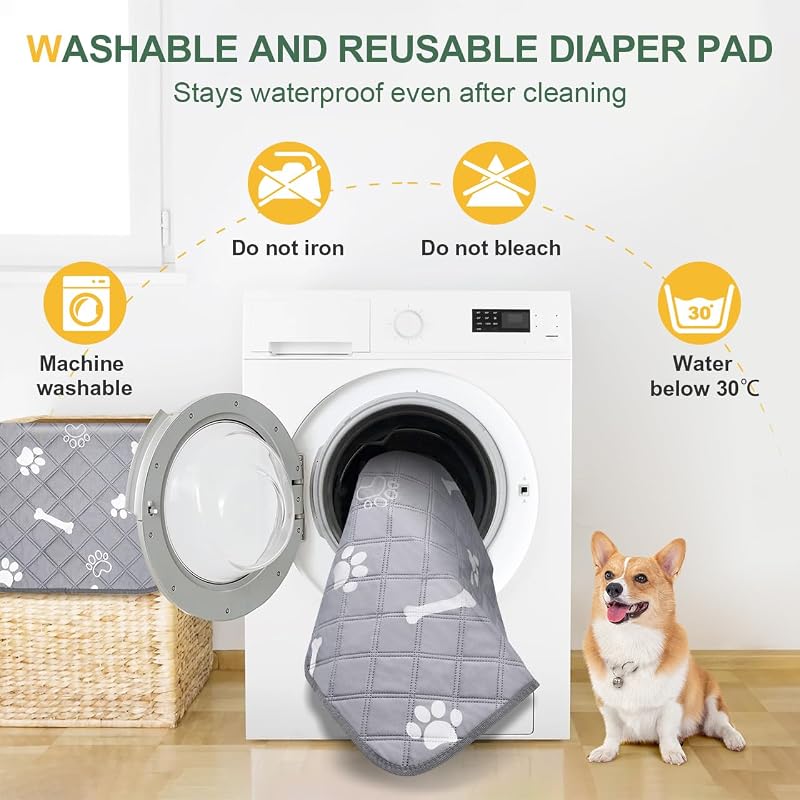 2 Pezzi 【60×50 cm】Tappetini Lavabili per Cani, Tappetino per Addestramento Riutilizzabile, Assorbente, Antiscivolo e A Prova di Perdite, Ideale per Gatti, Cani, Conigli e Porcellini d'India