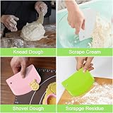 Vicloon 3 Pcs Dough Scraper Set Stainless Steel? Plastic Shape Spatulas Green view 5