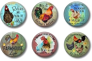 GSGSC Blue Turtle Magnets Funny Farmhouse Chicken Fridge Magnets - Set of 6 - Mother Cluckers Locker Magnets Roosters- 1.75'' Cute Whiteboard Magnets for Home School or Office