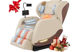 YEWGLEN 2025 Massage Chair, Massage Chairs Full Body and Recliner with 10 Fixed Points, Zero Gravity, Wood Grain Leather, Foot Massage, Airbags, Lumbar Heating, Bluetooth and Control Screen (Elegant White)