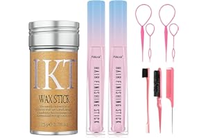 PasaRose Hair Wax Stick for Flyaways,Hair Finishing Stick Set for Long-Lasting Fixed Hair Styling,Slick Back Hair Brush Set-Edge Brush Rat Tail Comb Bristle Hair Brush,Topsy Hair Tail Tool-10 Pcs