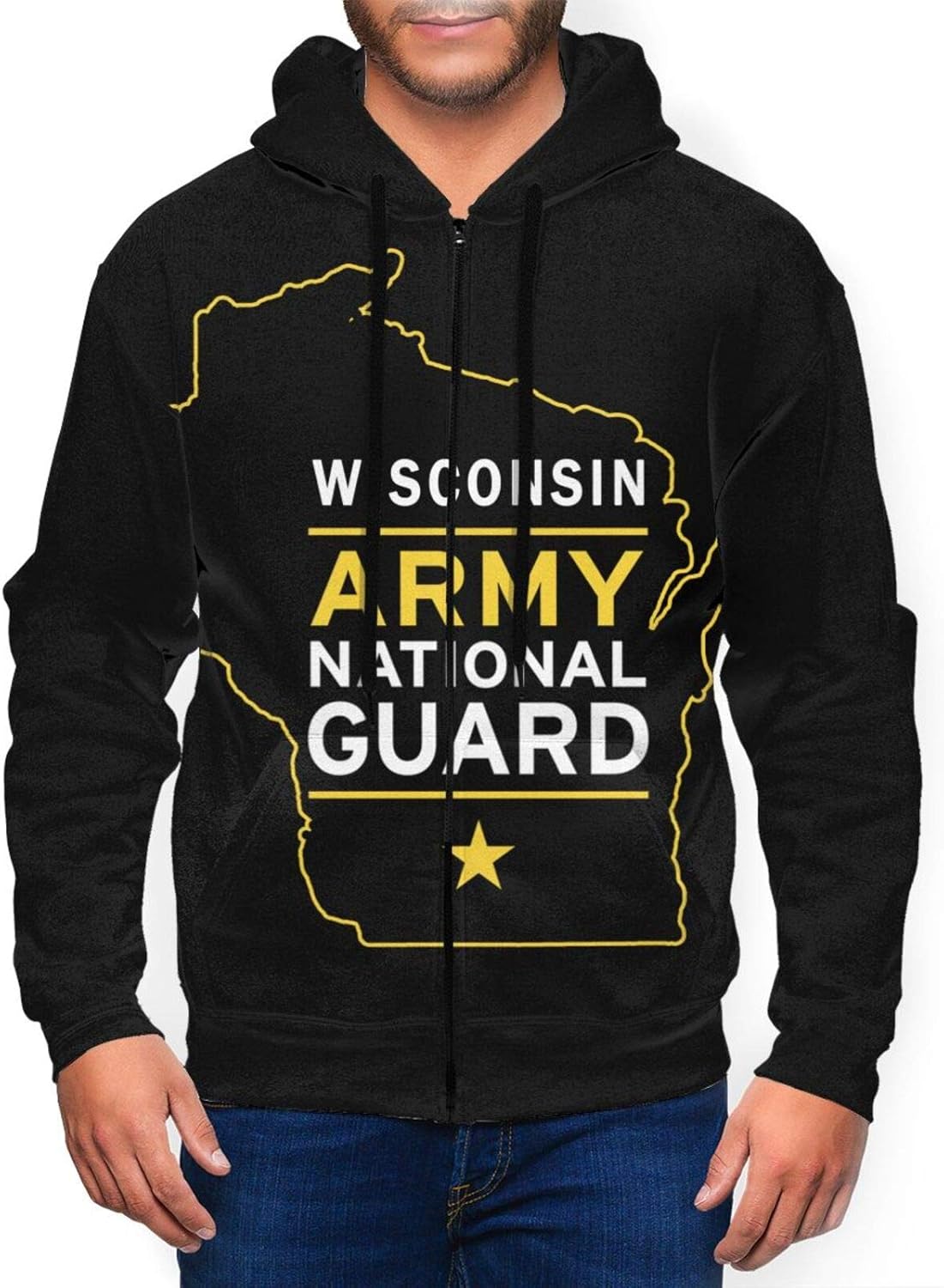 Amazon.com: Wisconsin Army National Guard Men's 3D Print Full Zip Up Hoodie Hooded Pocket Hoodie 