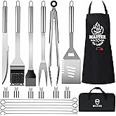 MUJUZE Grill Set,Grilling Gifts for Men,Grilling Accessories,BBQ Set,BBQ Accessories with Apron for Dad,Grill Tool Set for Outdoor,Grill Kit for Camping,Backyard