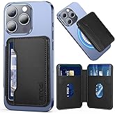 Miroddi for Magsafe Wallet, Ultra-Thin Leather Magnetic Phone Wallet Compatible with iPhone 17/16/15/14/13/12 Series, Magnetic Back of Phone Card Holder Fit 5 Cards 2 Bills, RFID Blocking, Black