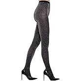 Rzkulek Women's Sparkly Metallic Golden Silvery Shimmer Tights 50D High Waist Glitter Pantyhose Party Evening Wear