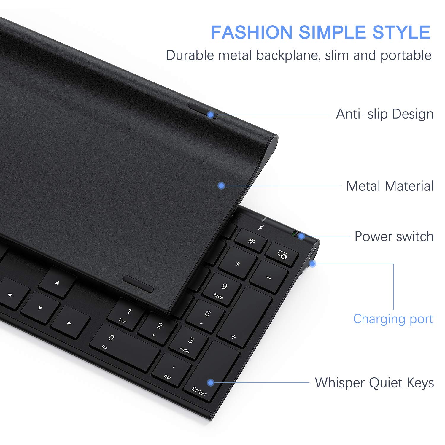 Wireless Keyboard and Mouse, Vssoplor 2.4GHz Rechargeable Compact Quiet Full-Size Keyboard and Mouse Combo with Nano USB Receiver for Windows, Laptop, PC, Notebook-Black