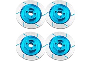 SHARE GOO 4PCS ShareGoo Aluminum Alloy 12mm Wheel Rim Hex Hub Brake Disc Decoration Compatible with HSP HPI Kyosho Traxxas Tamiya 1/10 4WD RC On-Road Racing Car Truck Tires,Blue