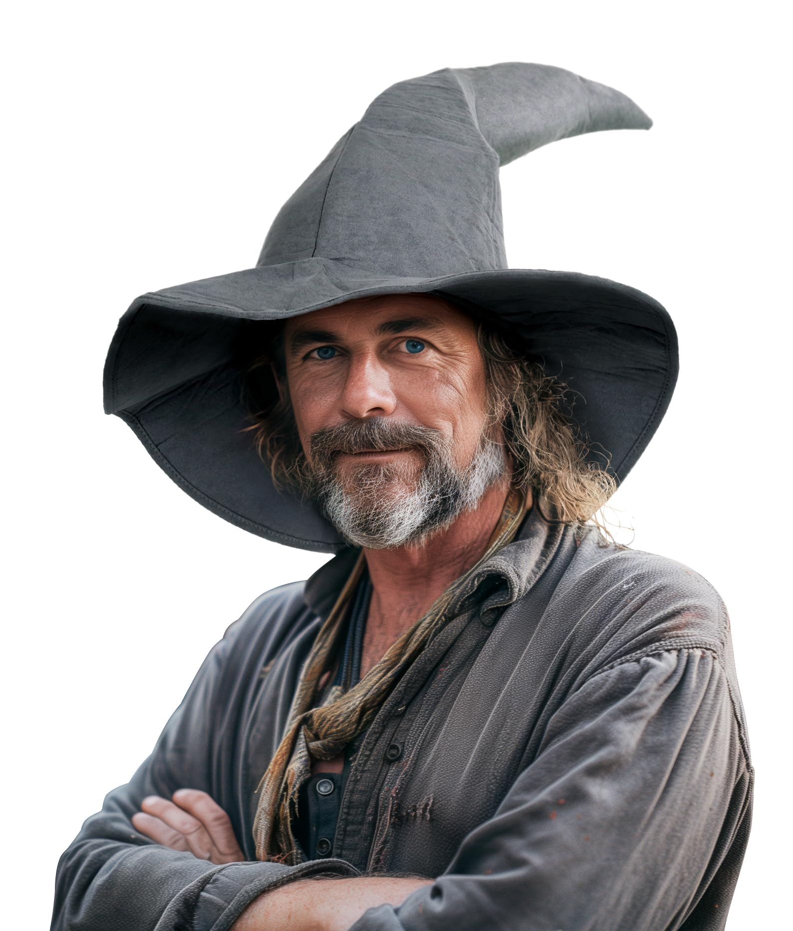 Photo 1 of JEGERMIG Adult Gray Wizard Hat Halloween Witch Large Sorcerer Hobbit Costume Hats Accessory, one-size, Grey-1