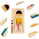 My Body Parts Puzzle for Toddlers Girls Boys Wooden Anatomy Puzzle 3-8 Years Old Preschool Learning Game Human Body Skeleton 
