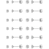 Tornito 12 Pairs Tiny Threadless Flat Back Stud Earrings Stainless Steel Round Cubic Zirconia Stud Earrings Set Cartilage Earring Tragus Helix Piercing Jewelry For Men Women 2MM-3MM 20G