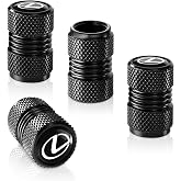 XIGRALUCK Tire Valve Stem Cap for Lexus Metal Tire Stem Cover with Belt O-Ring Air caps Sports Accessories 4 Pieces (Black)