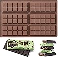 Husfunov Chocolate Bar Mold, Non-Stick Silicone, 100% Food Grade, Rectangular, Dark Brown, 10 Snap