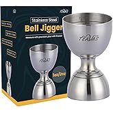 TEAVAS Stainless Steel Bell Jigger - 2oz / 1oz Stainless Steel Cocktail Jigger for Professional Bartending - Double Jigger with Measurements Inside - Jiggers for Bartenders & Mixologists