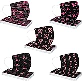 【50 Pack】 Breast Cancer Awareness Disposable Face Masks, Pink Ribbon Masks for Women Adults 3 Ply Face Protection