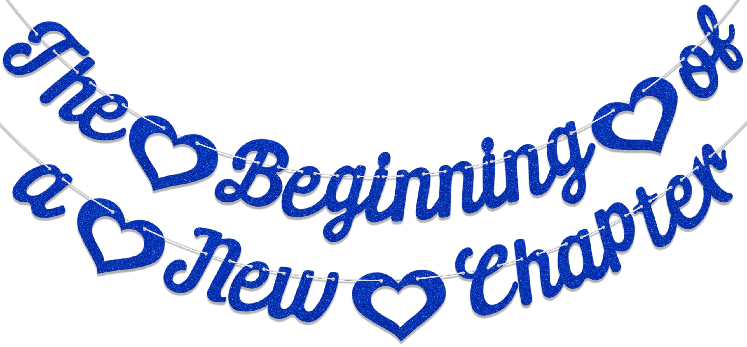 The Beginning of a New Chapter Banner, Graduation Party Decoration, Happy Retirement Banner, Congratulations Party Decoration, Happy Graduation New Job Party Supplies Blue Glitter