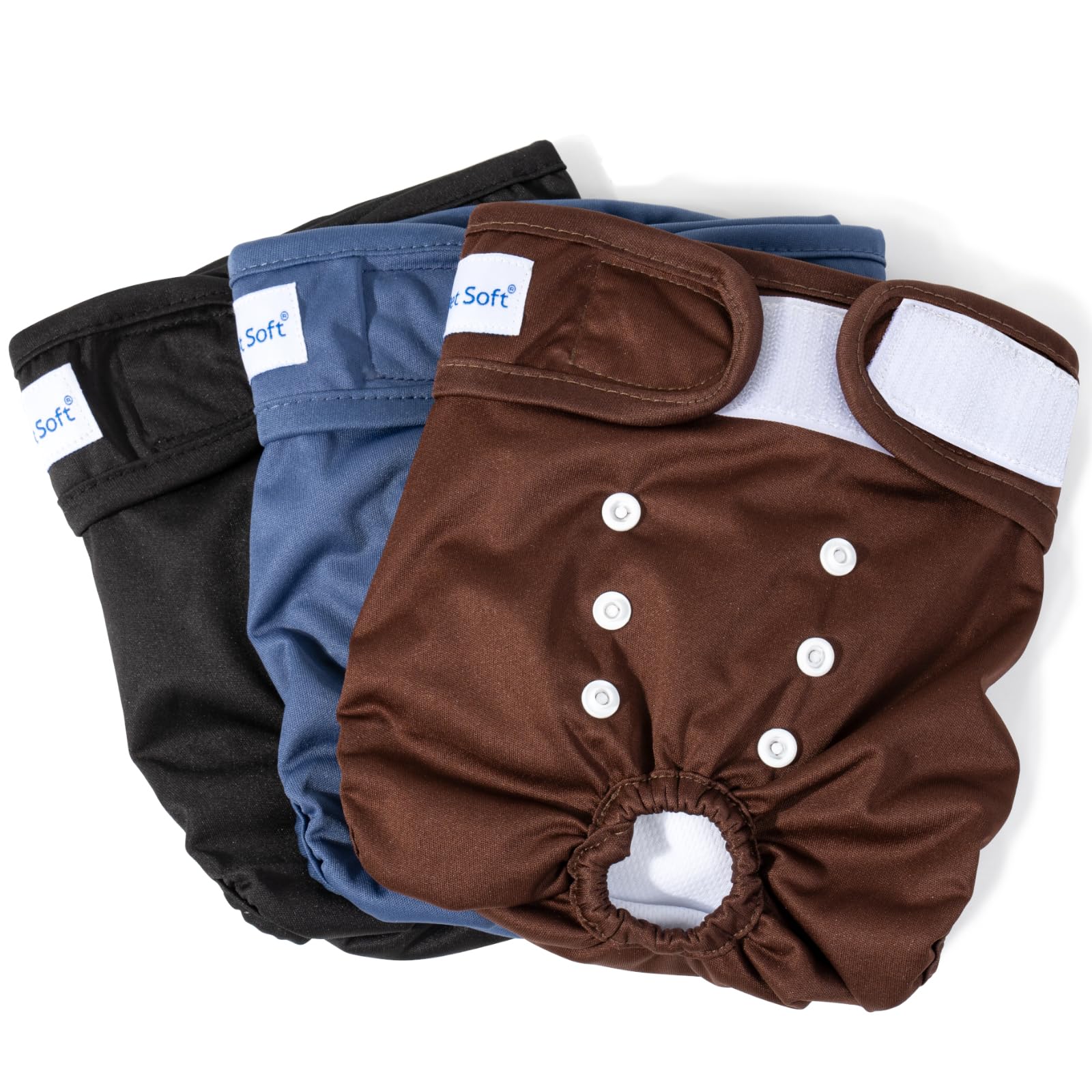 Pet Soft Dog Nappies Female, 3 Pack Dog Period Pants Large with Leak-proof Waistband, Super Absorbent Washable Dog Diapers for Female Dogs in Heat, Season (Pure, L)