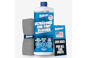 SYLVAN HILLS Ultrasonic Carburetor & Parts Cleaner Solution Concentrate + Free Cleaning Cloth | Makes 50 Gal. | Made in The USA | for All Ultrasonic and Immersion Machines | Cleaning Liquid | Engine Parts, Carbs