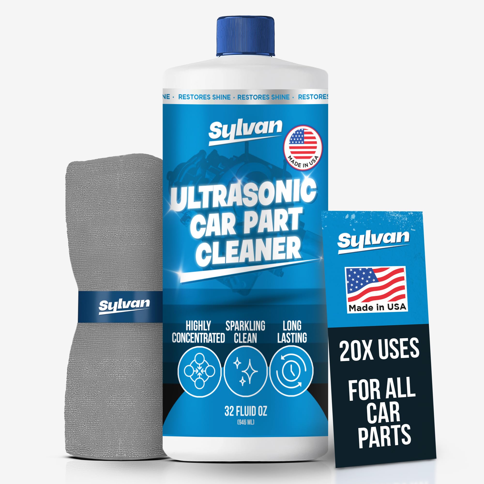 Photo 1 of Ultrasonic Carburetor & Parts Cleaner Solution Concentrate + Free Cleaning Cloth | Makes 50 Gal. | Made in The USA | for All Ultrasonic and Immersion Machines | Cleaning Liquid | Engine Parts, Carbs