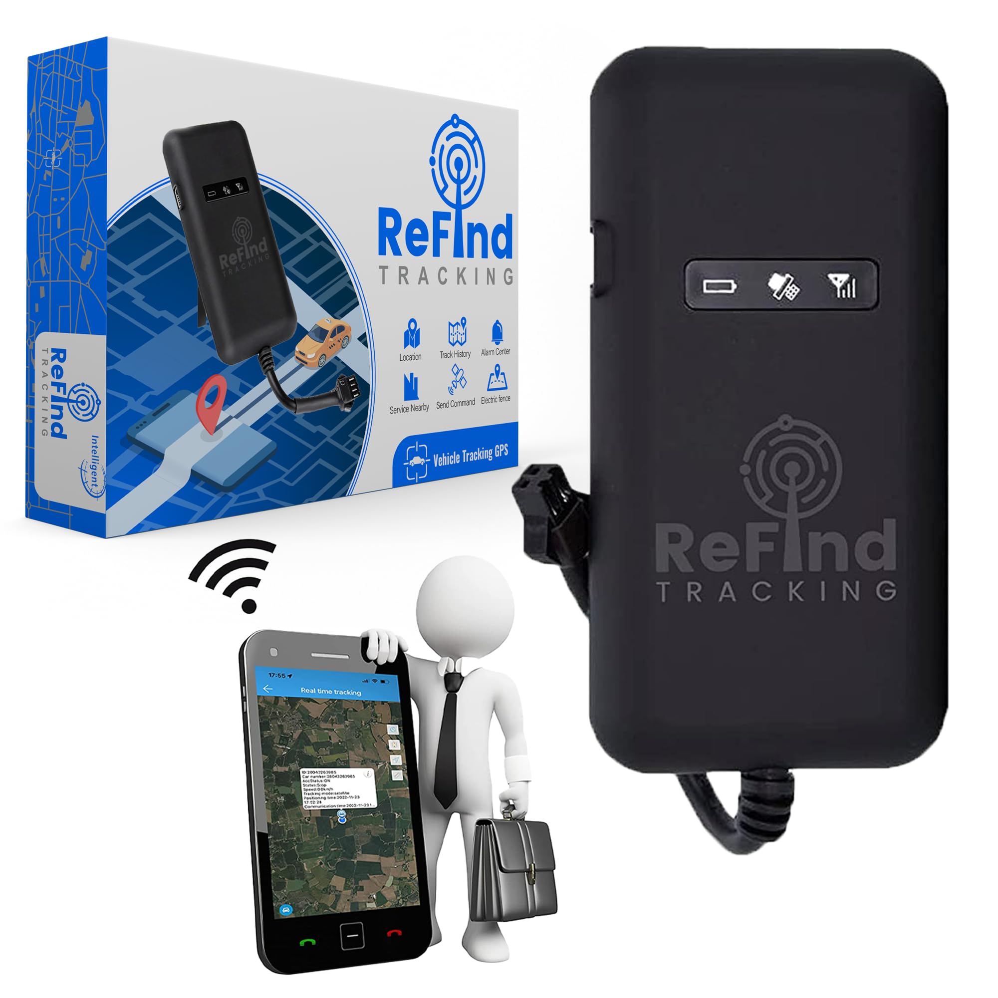 ReFind Car GPS Tracker - Free Lifetime Software with No Monthly Fees. Anti-Theft Vehicle Tracker for Cars, Bikes, Motorbikes, Vans, Caravans and Boats (Sim Needs Crediting)
