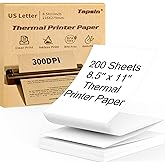 Thermal Printer Paper 8.5 x 11 Inch, Quick-Dry US Letter Thermal Paper, Compatible with M08F M832 Portable Printer, Continuou