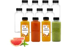 Kaderron 108 Pcs 16 OZ Plastic Juice Bottles with Caps, Empty PET Disposable Plastic Bottles, Clear Bulk Drink Containers with Black Tamper Evident Lids for Juicing, Drinking and Other Beverages