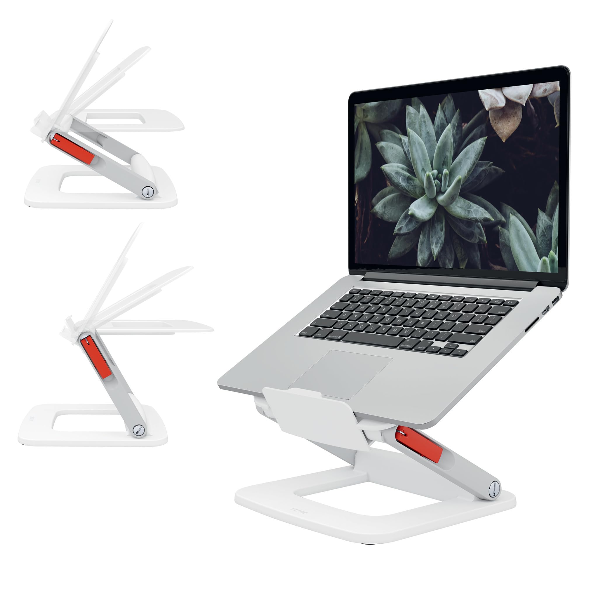 Leitz Height Adjustable Multi-Angle Laptop Stand, Six Pre-Set Height & Angle Combinations, Compact Footprint, Desktop/Tabletop Riser Stand, For 13" - 15" Laptops/Monitors, Ergo Range, White, 64240001 — image 1