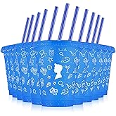 Vesici 12 Pcs 16 oz Princess Plastic Cups with Straws and Lids Glitter Blue Tumbler Bulk Reusable Water Bottle Iced Coffee Travel Mug Cups for Party Birthdays