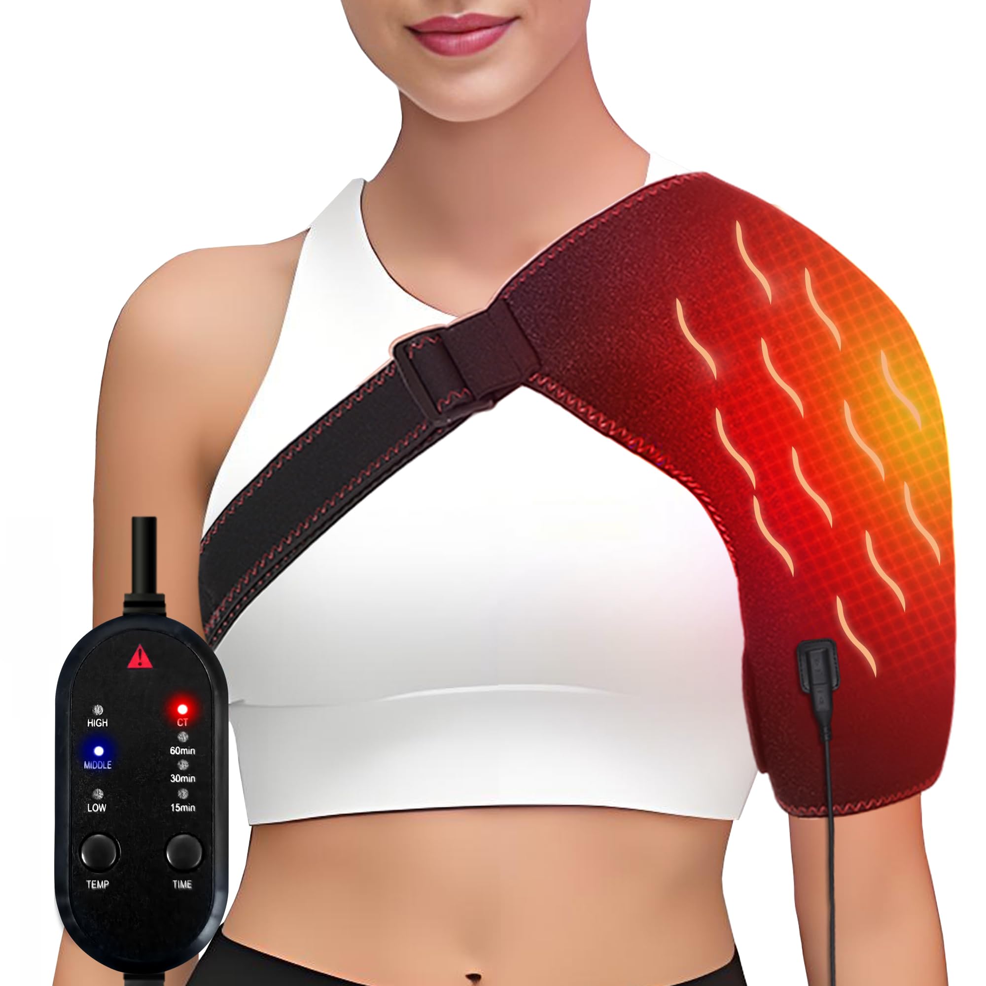 Photo 1 of BEDHUM Shoulder Heating Pad, Heating Pad for Shoulder, with 3 Heat and Time Settings, Heated Wrap for Rotator Cuff Pain Frozen Pain Relief with AC Adapter