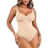 Lover-Beuaty Seamless Shapewear Bodysuits for Women Tummy Control Body Suit V Neck Seamless Body Shaper Black