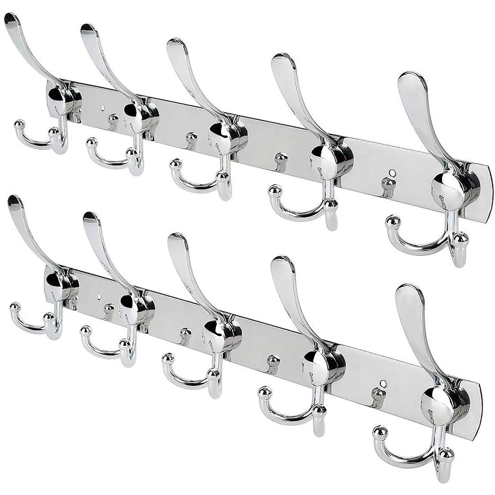 WYCTIN Wall Mount Hook, 2 Pack 15 Hooks Stainless Steel Coat Robe Hat Clothes Wall Mount Hook Heavy Duty Hanger Towel Rack