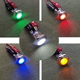 Gebeldet 5pcs 16mm Stainless Steel LED Pilot Light 12-24V AC/DC Concave Signal view 2