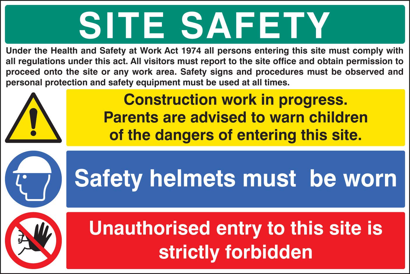 Site safety - construction work in progress Rigid PVC Safety Sign