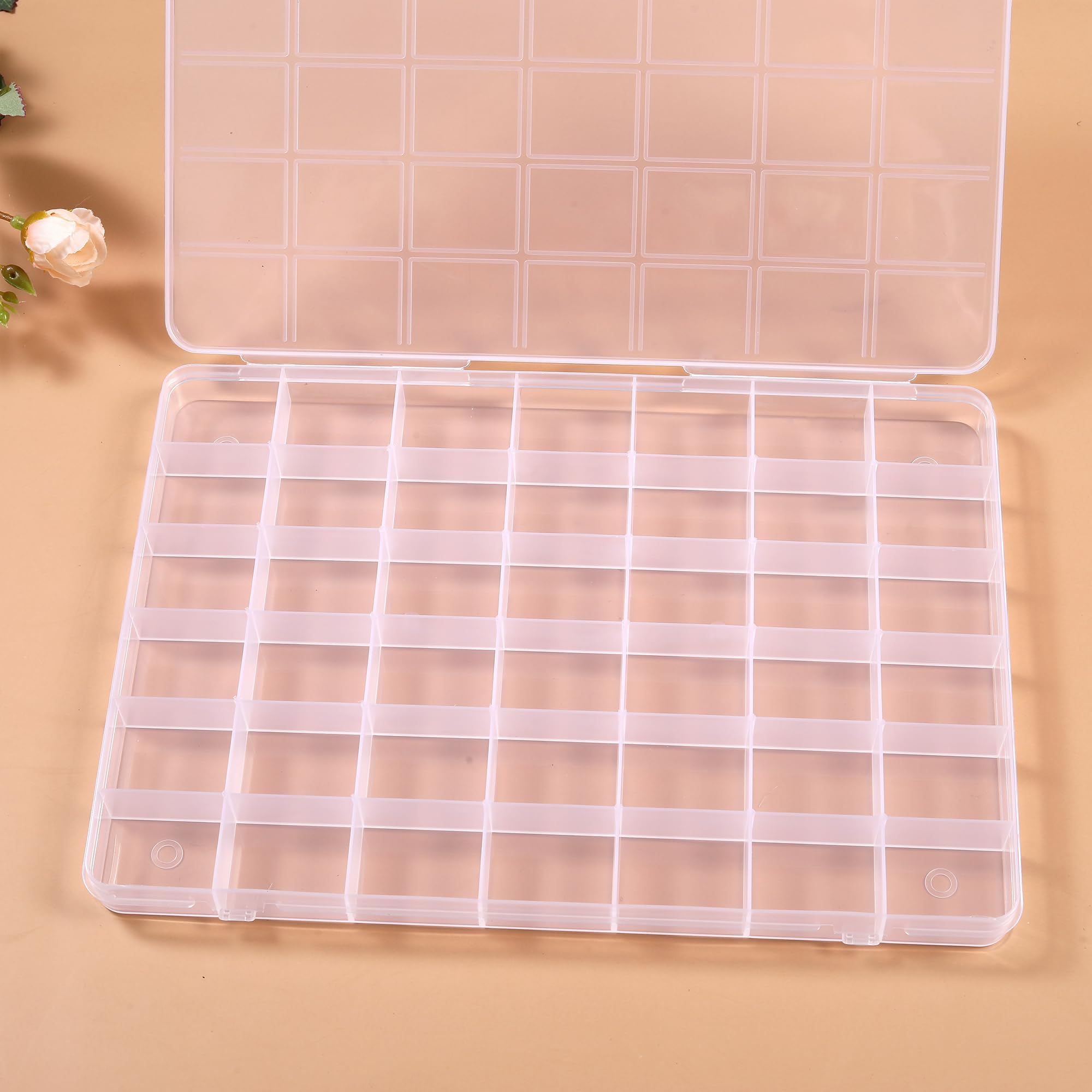 42 Grids Plastic Bead Organizer Beads Storage Containers Bead Holder Organizer Clear Storage Dividers Box for Jewelry Arts and Crafts