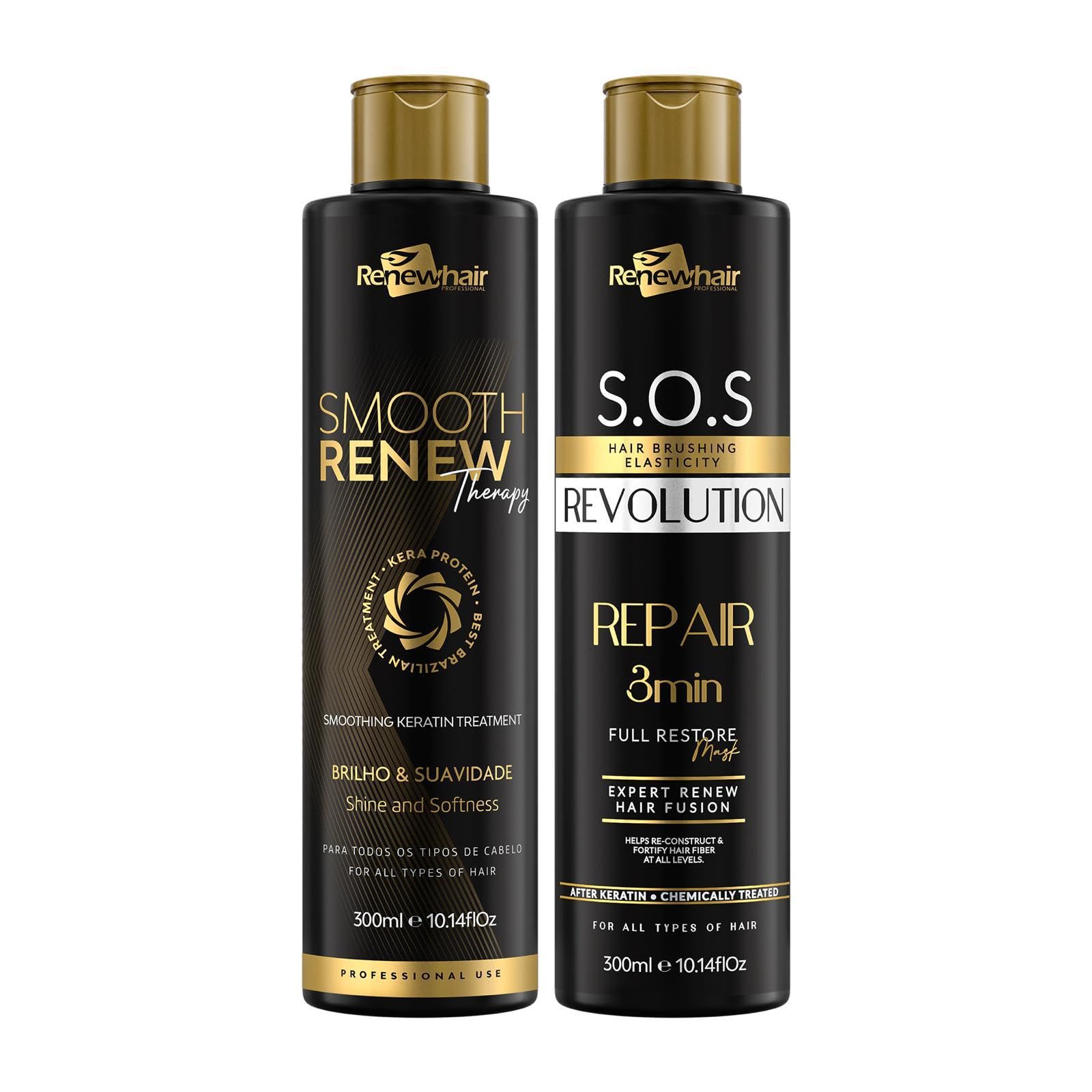 Renew Hair Professional hair smooth Therapy Kera Protein Smoothing, Formalddehyde Keratin, Vegan 300ml Keratin 300ml SOS