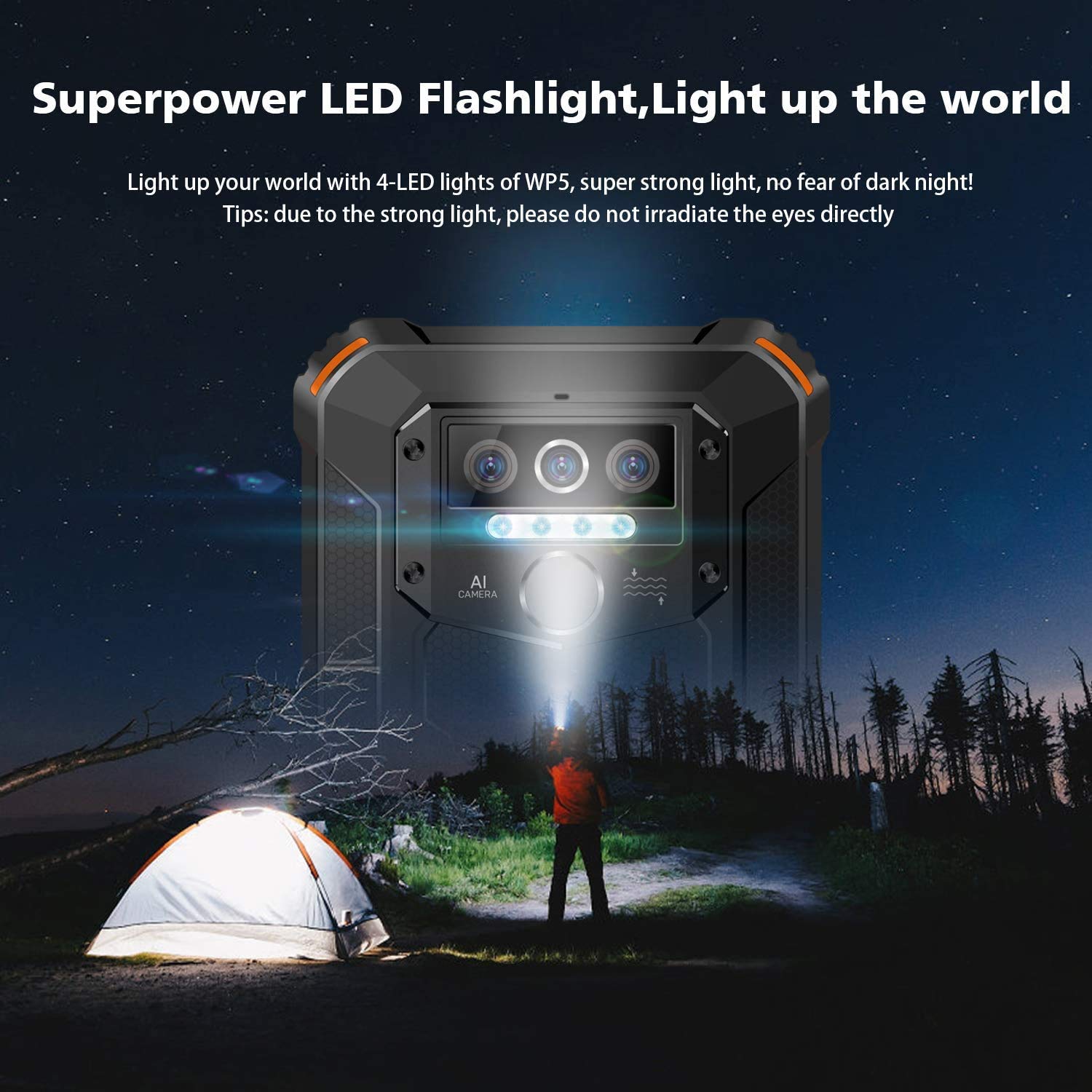 OUKITEL Rugged Cell Phones Unlcoked, WP5 8000mAh Battery Android 10 Unlocked Cell Phones IP68 Waterproof,Global Version Face ID Fingerprint,Black