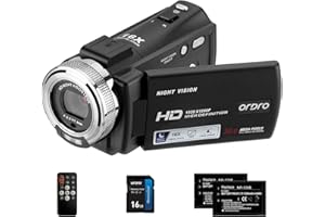 ORDRO Camcorders HDV-V12 HD 1080P Video Camera Recorder Infrared Night Vision Camera Camcorders with 16G Memory Card and 2 Batteries