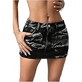 MakeMeChic Women's Tie Dye Denim Skirt Low Waist Bodycon Y2k Jean Mini Skirts