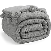 LBRO2M Double Sided Sherpa Blanket,King Size Super Soft Fuzzy Plush Warm Cozy Fluffy Throw Reversible Luxurious Blankets (Grey)