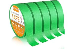 G GEYYANG GEYYANG Automotive Masking Tape - Heat Resistant Green Painters Tape for Auto Body Spray Painting, Multi-Surface Painters Tape for DIY, Labeling, Art, Car, 1 inch x 55 Yards, 5 Rolls