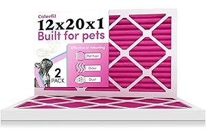 12x20x1 Air Filter by Colorfil | Color Changing Filters Designed for Cat and Dog Odor | MERV 8 Filter | Air FIlter 12x20x1 | Air Conditioner Filter | HVAC Filter for Pet Hair | 12x20 Air Filter 2 pack