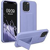 kwmobile Case Compatible with Apple iPhone 13 Pro Max - Case with Hand Strap and Stand Soft TPU Silicone Coating - Lavender