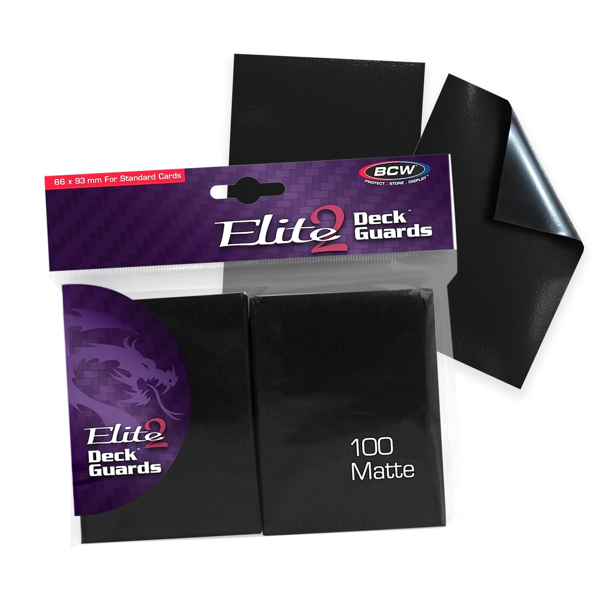 BCW Elite2 Black Card Sleeves - Anti-Glare - 100 Sleeves - Fits 2.5" x 3.5" Game Cards